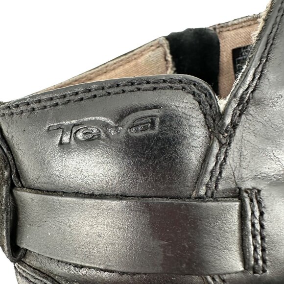 Teva Womens Waterproof Leather Ankle Zipper Boots Size 6 Black - Picture 7 of 9